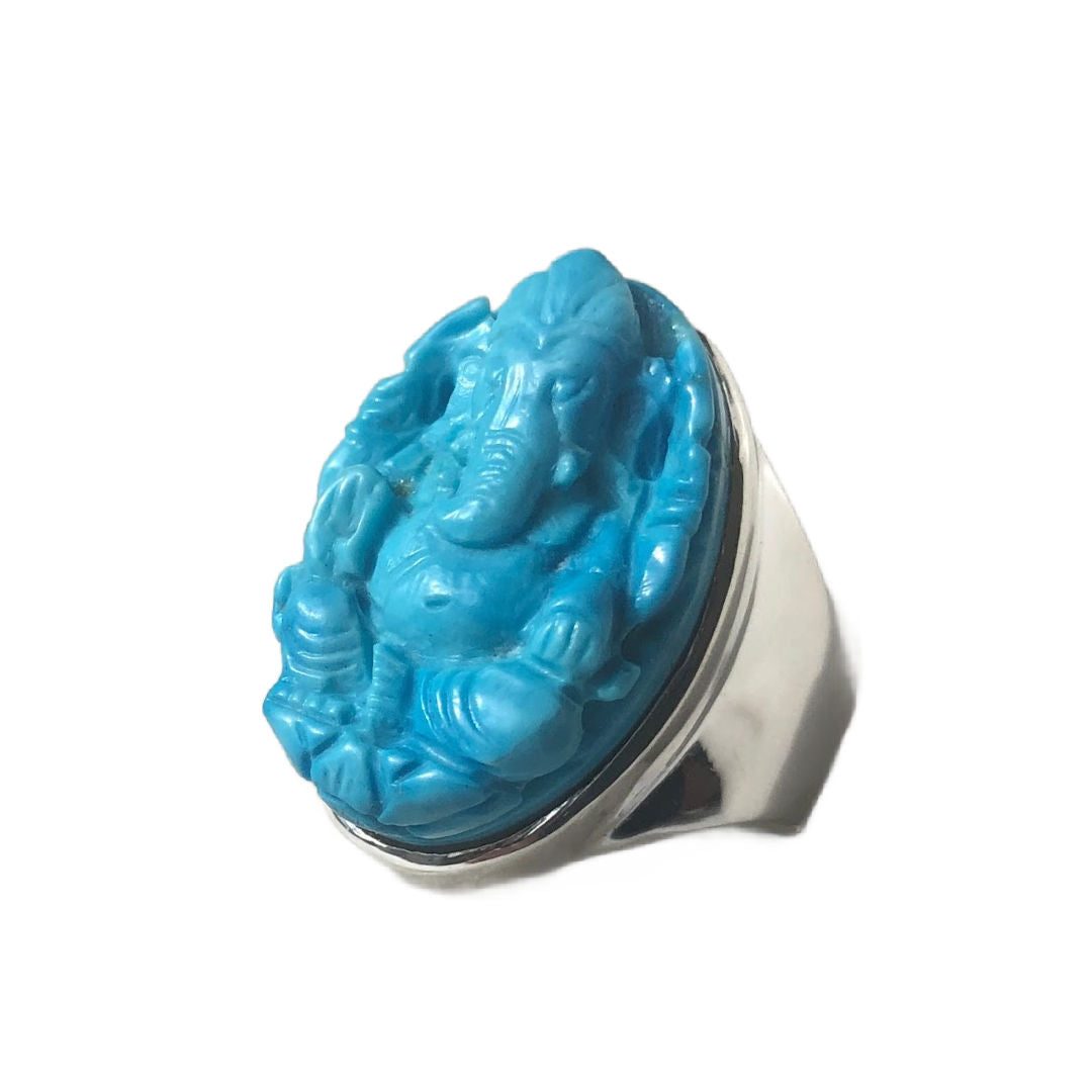 Ganesha Ring. Turquoise. Silver