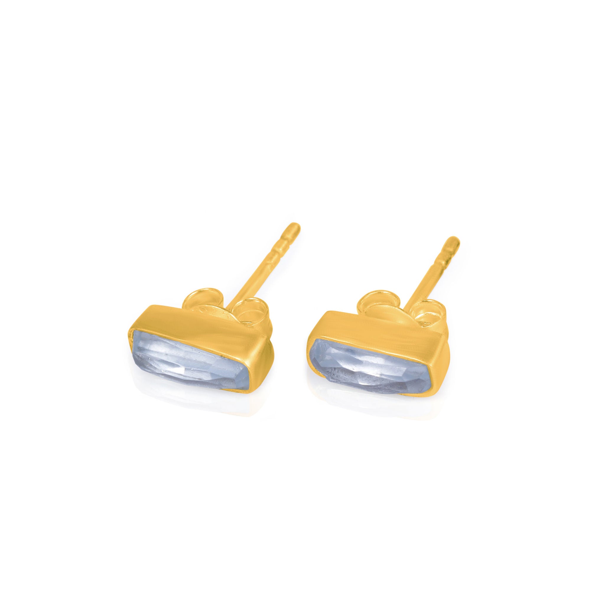 Baltic Studs. Sky Blue Topaz. Gold Vermeil
