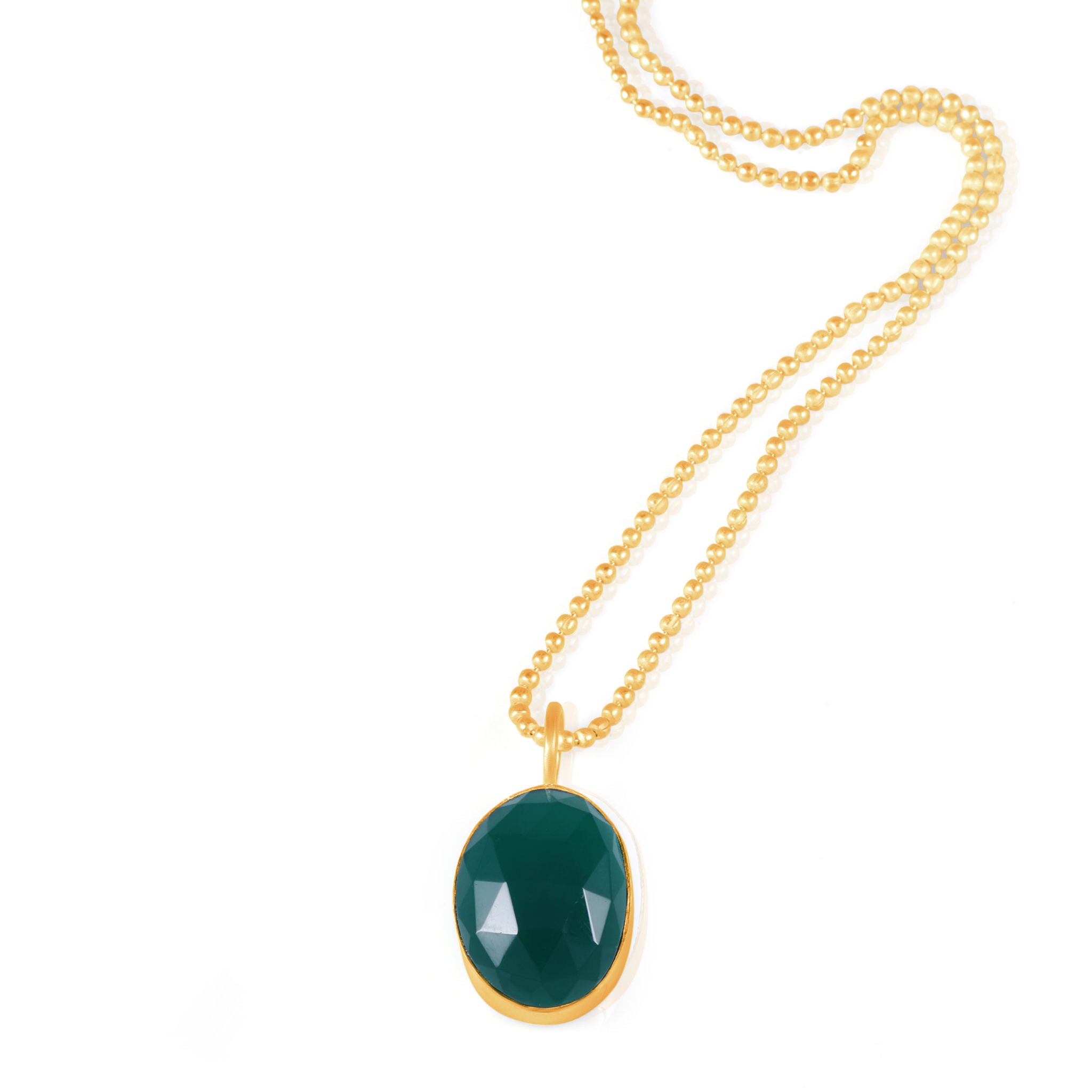 Caspian Necklace. Green Onxy. Gold Vermeil