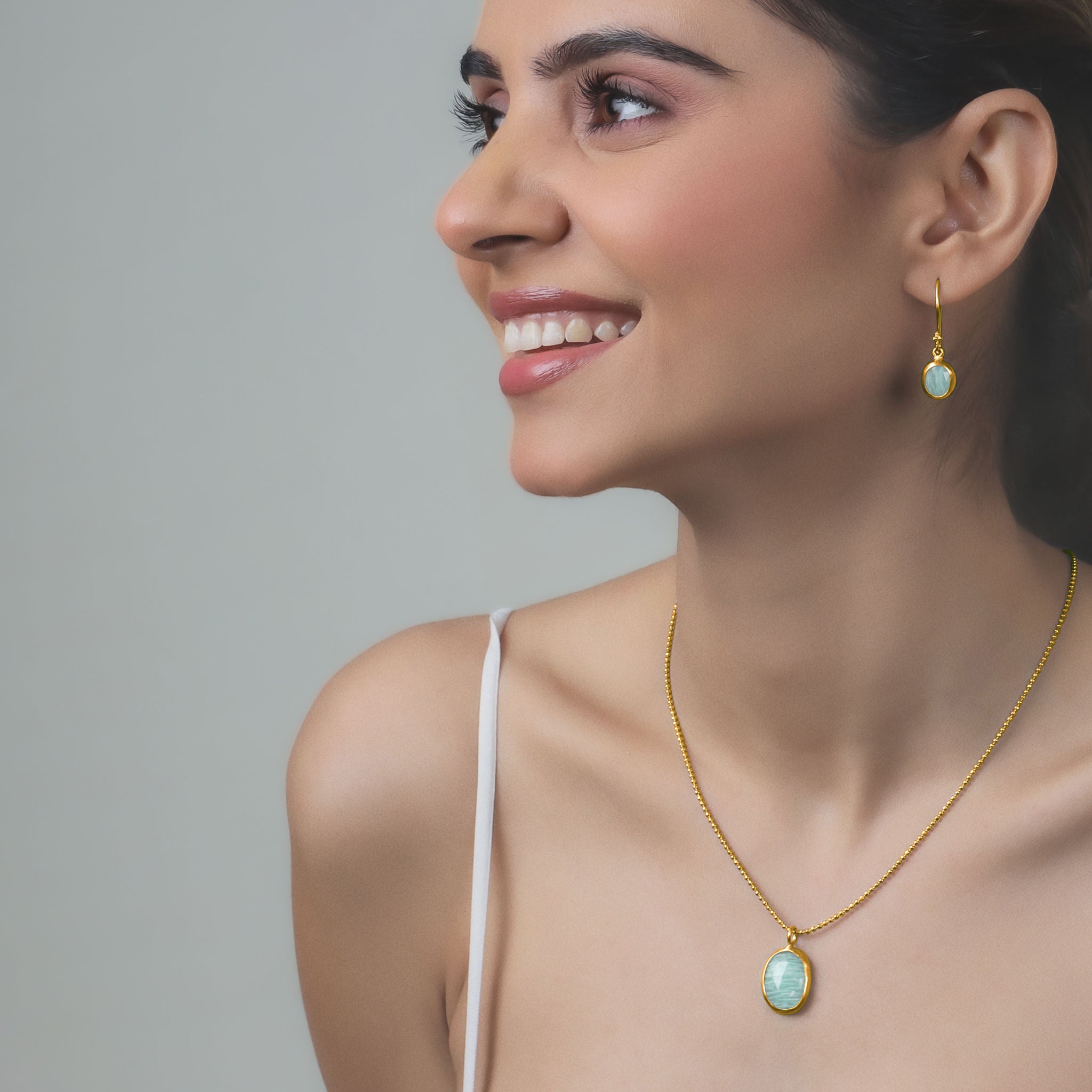 Caspian Earrings. Amazonite. Gold Vermeil