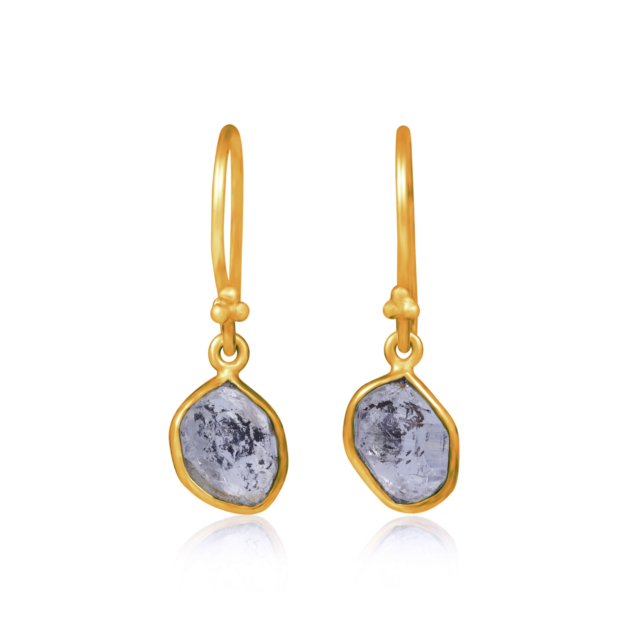 Caspian Earrings. Herkimer Diamond. Gold Vermeil