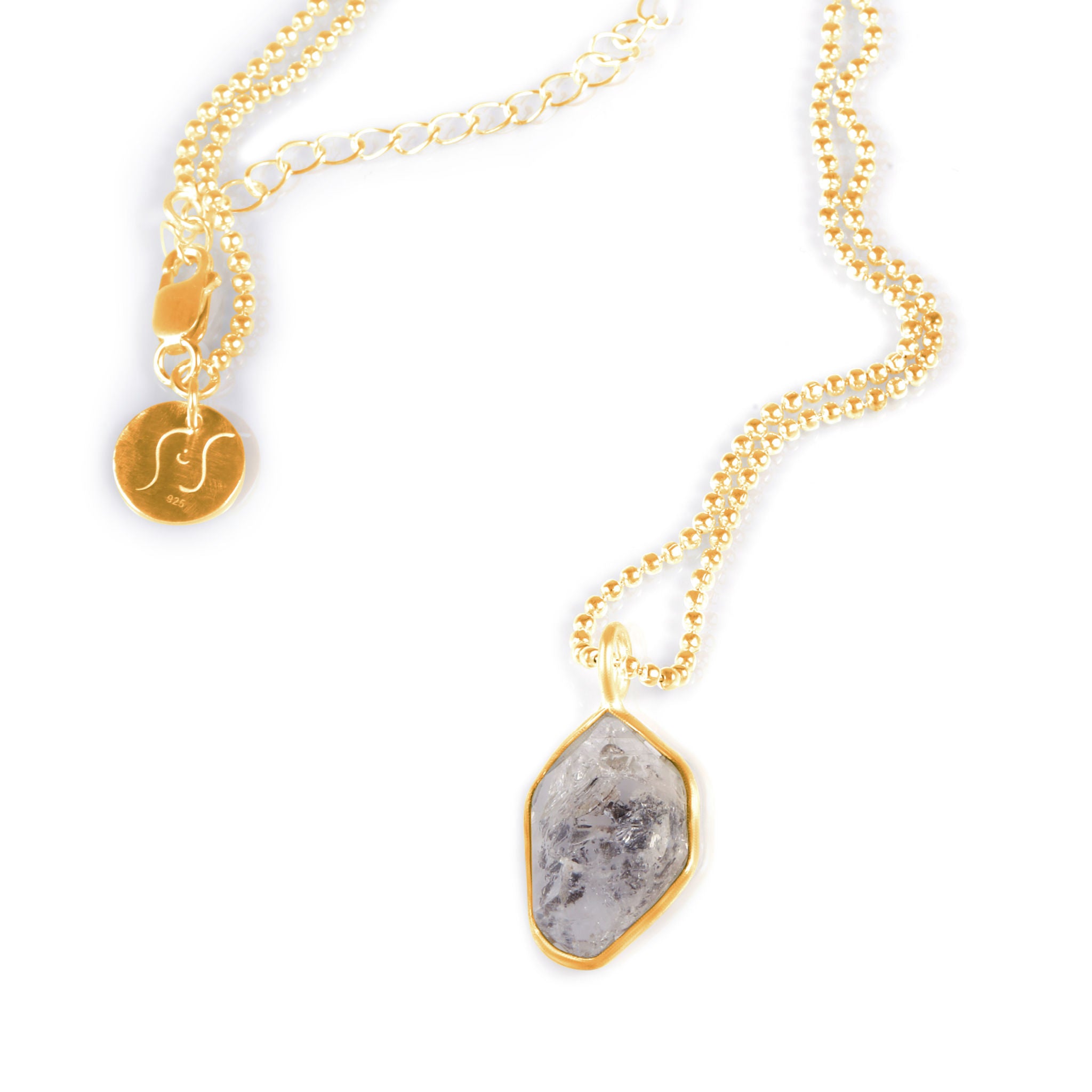 Caspian Necklace. Herkimer Diamond. Gold Vermeil