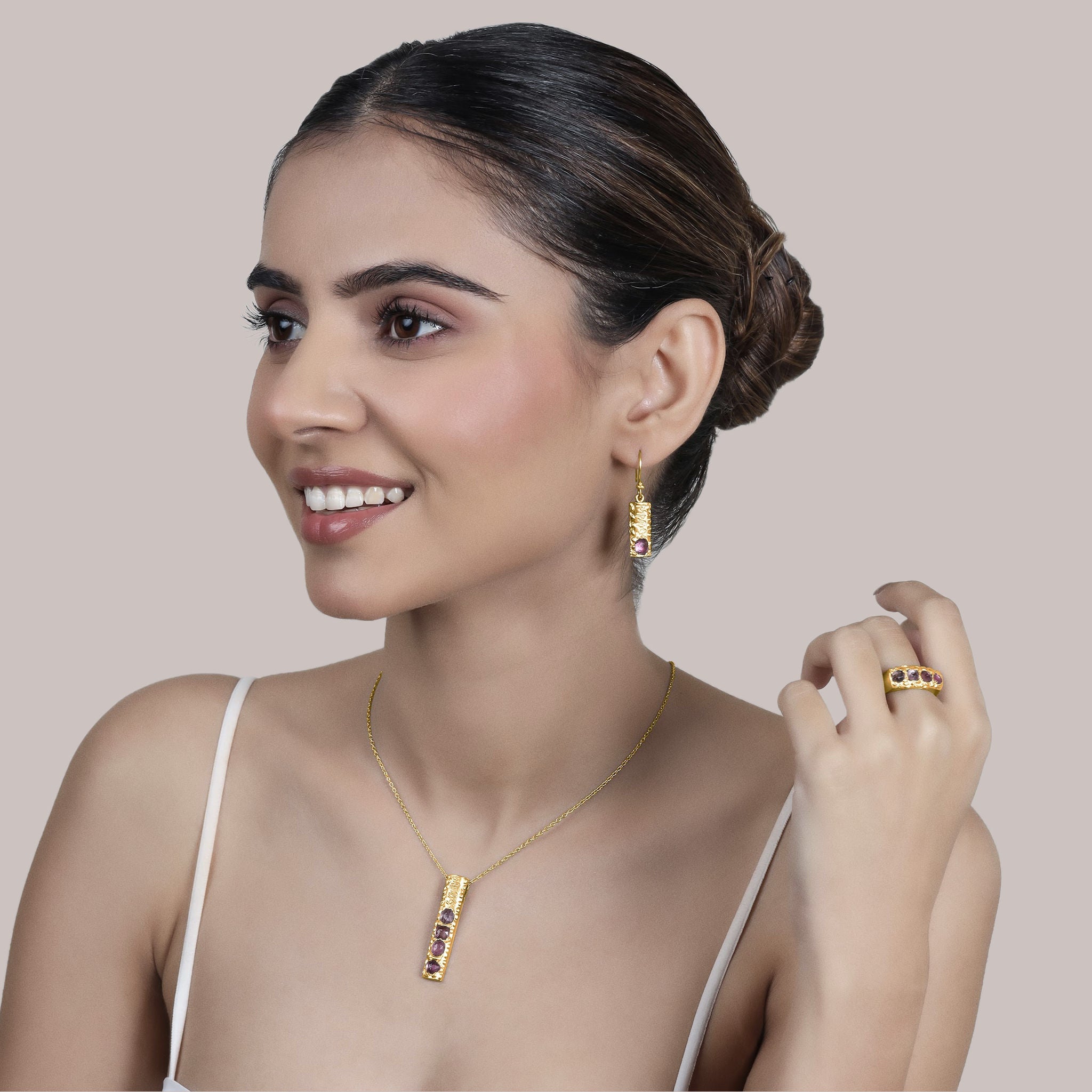 HumanKind Necklace. Pink Tourmaline Ombre. Gold Vermeil