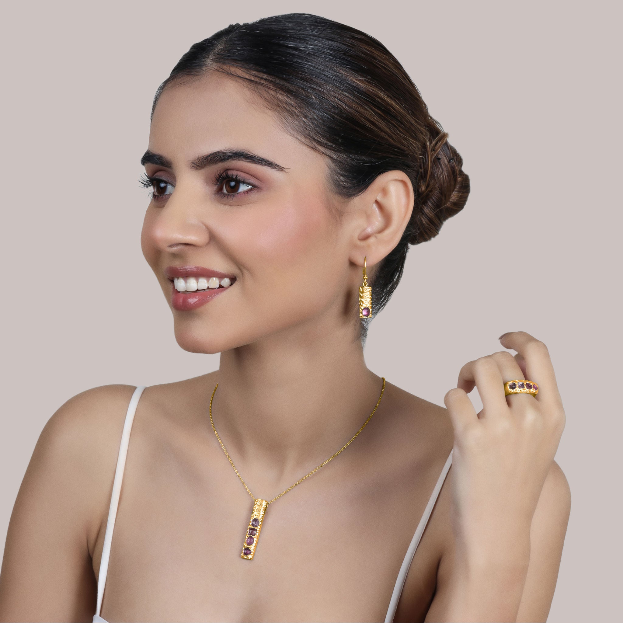 HumanKind Necklace. Pink Tourmaline Ombre. Gold Vermeil