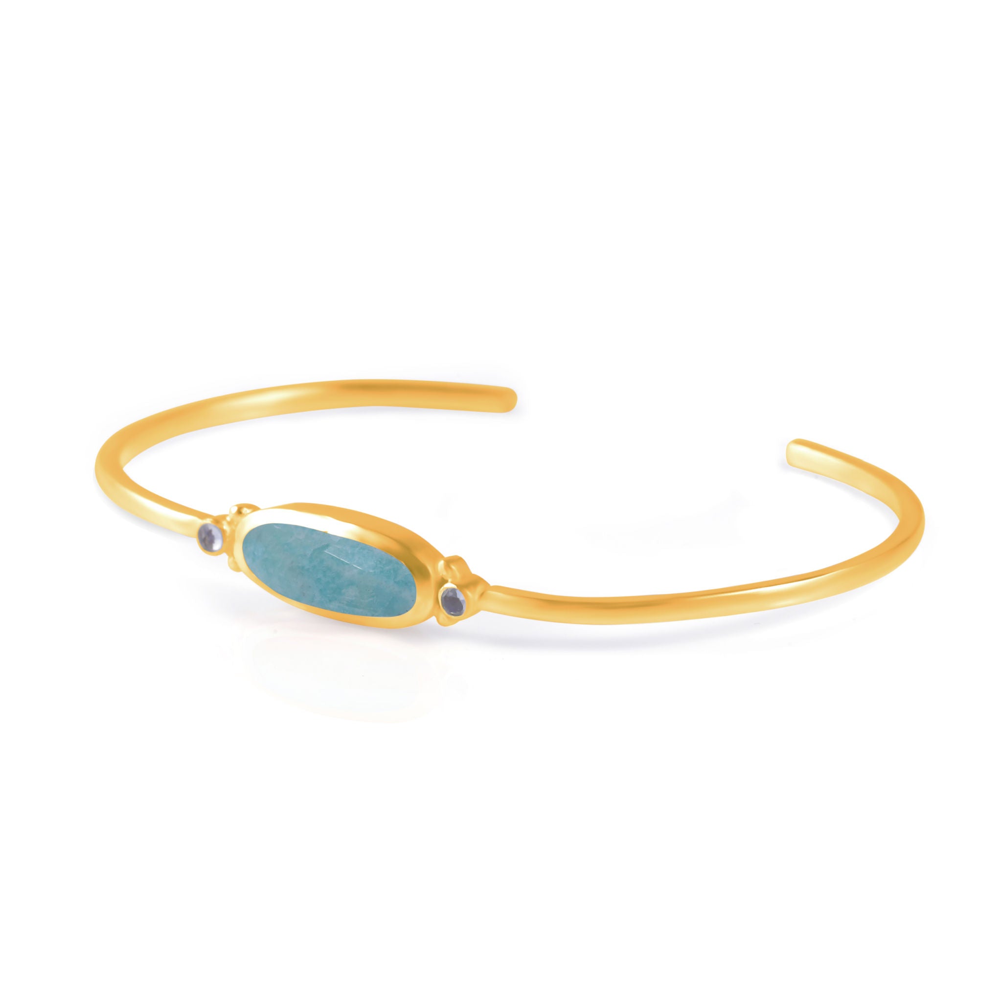 Harmony Cuff. Amazonite. Gold Vermeil