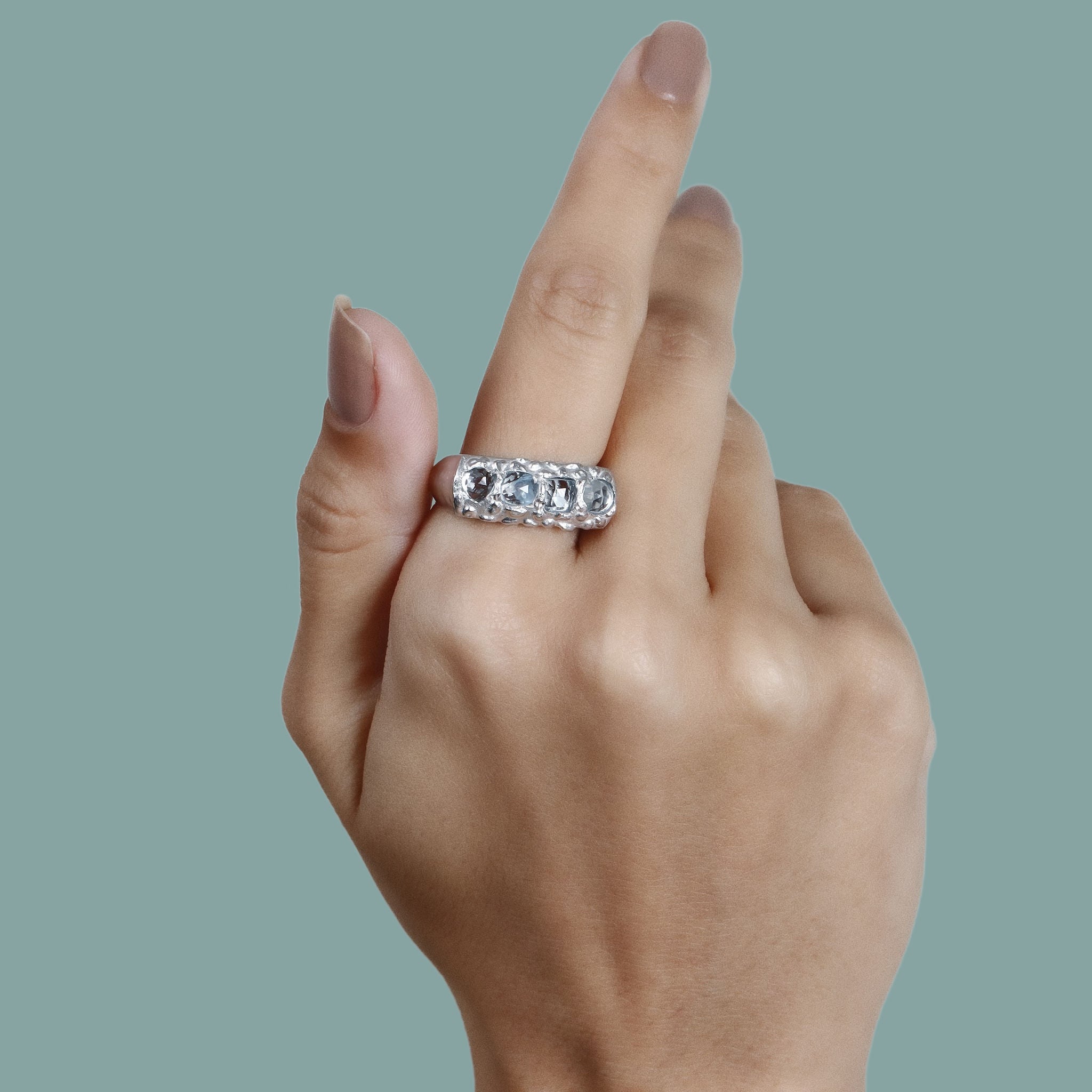 HumanKind Ring. Sky Blue Topaz. 925 Silver