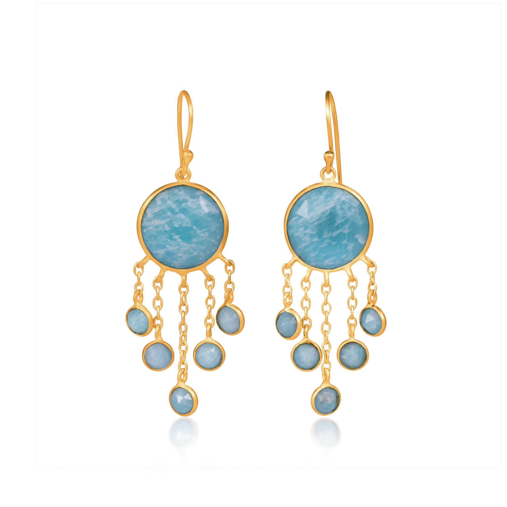 Jellyfish Baby Earrings. Amazonite. Gold Vermeil
