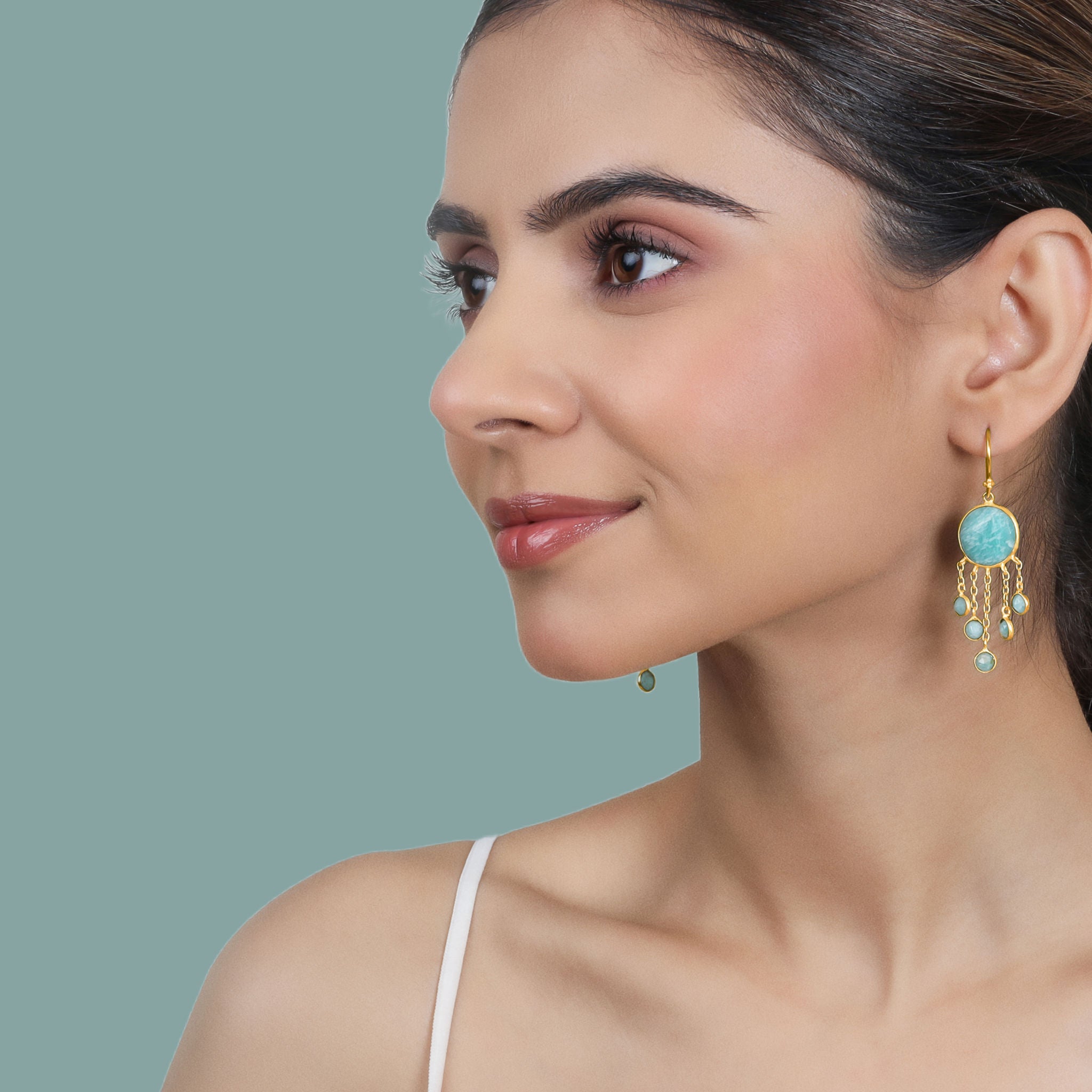 Jellyfish Baby Earrings. Amazonite. Gold Vermeil