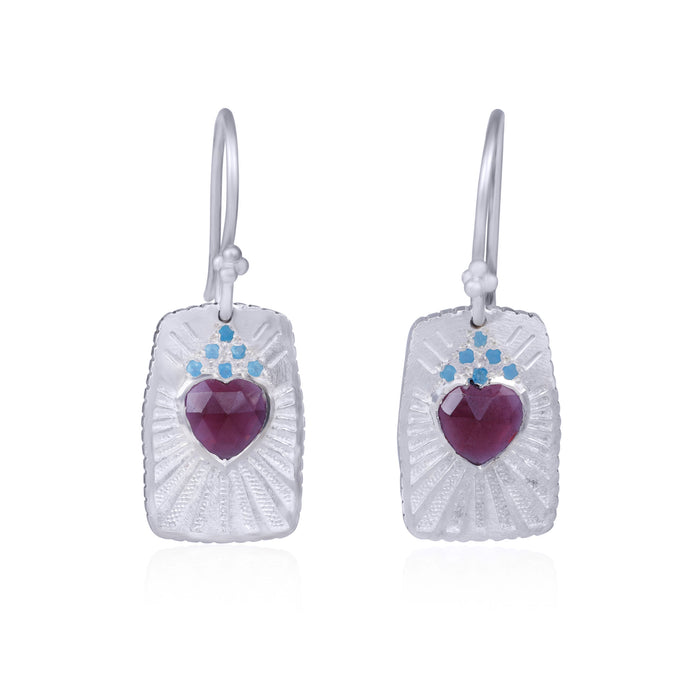Precious Earrings. Rhodolite. 925 Silver