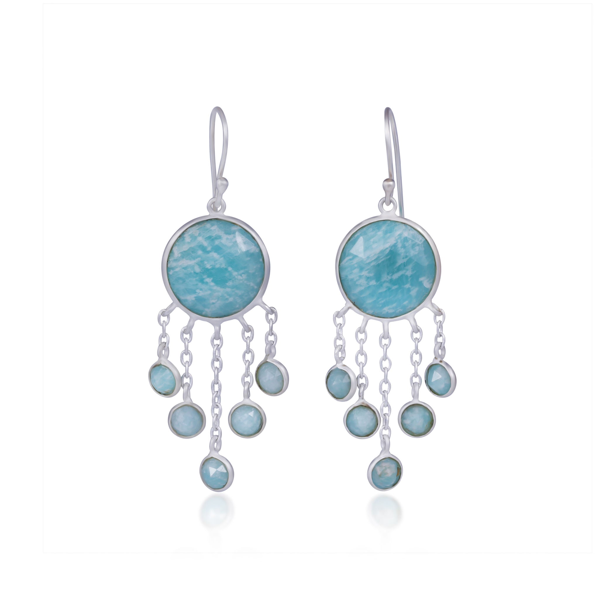 Jellyfish Baby Earrings. Amazonite. 925 Silver