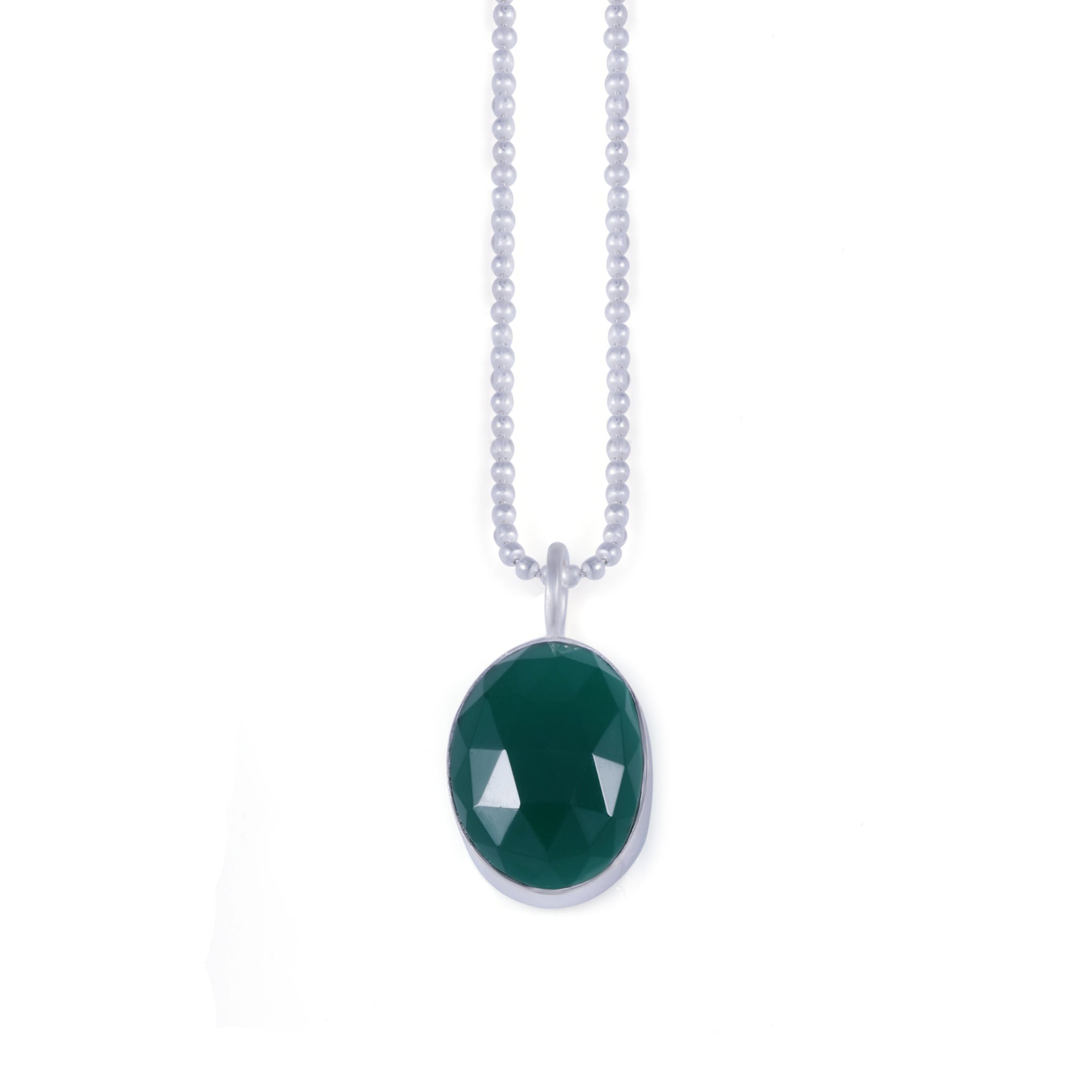 Caspian Necklace. Green Onxy. 925 Silver