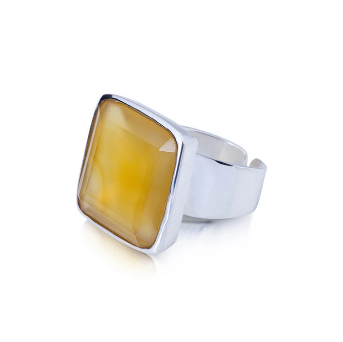 Atlantic Ring. Yellow Onyx. Silver
