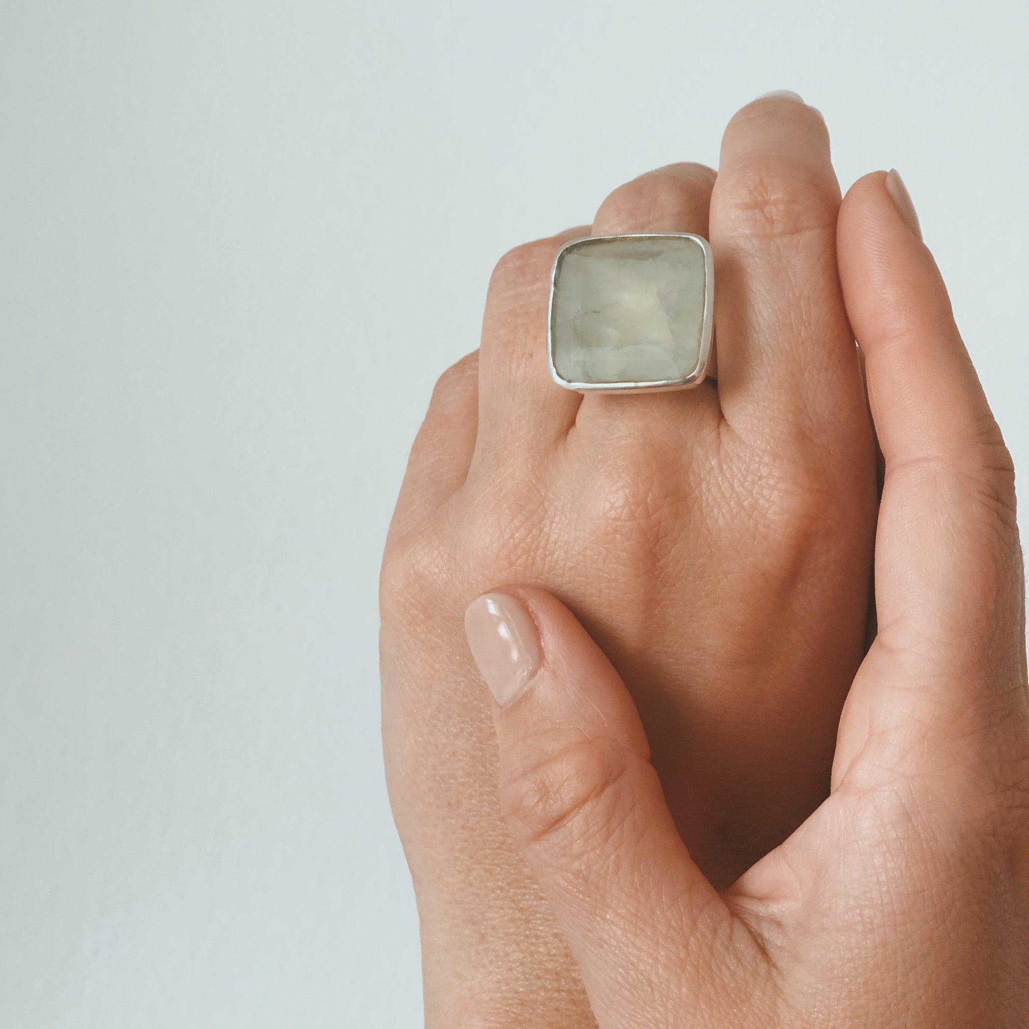 Atlantic Ring. Prehnite. Silver