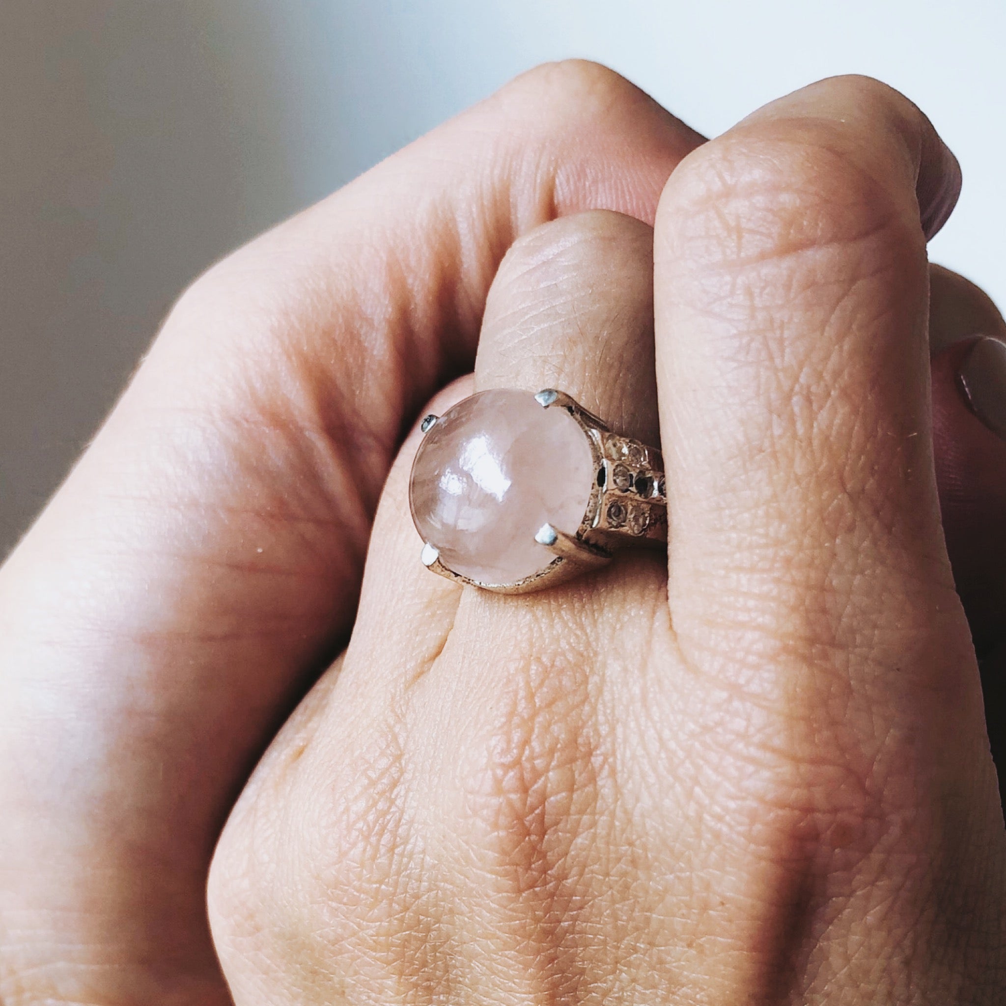 Lecce Ring. Rose Quartz. Silver