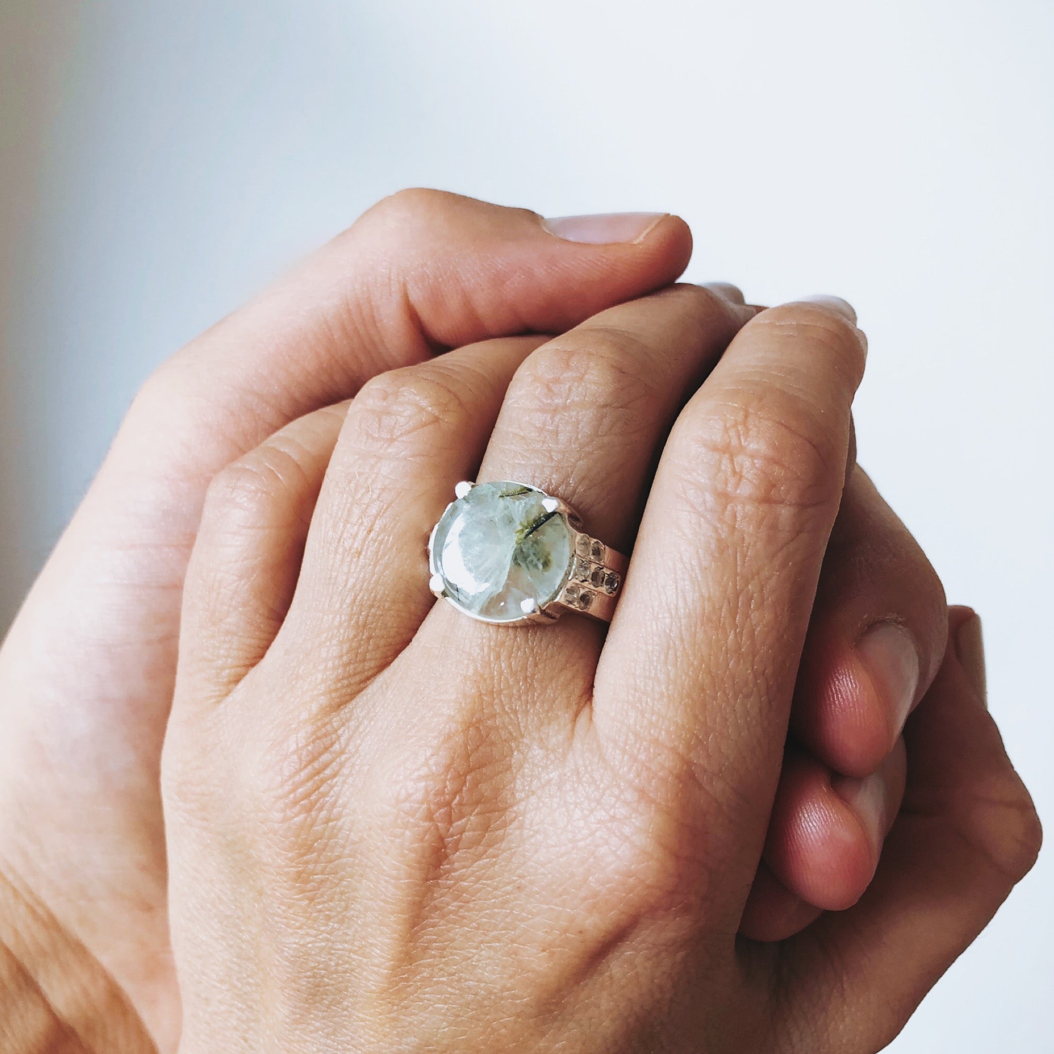 Lecce Ring. Prehnite. Silver