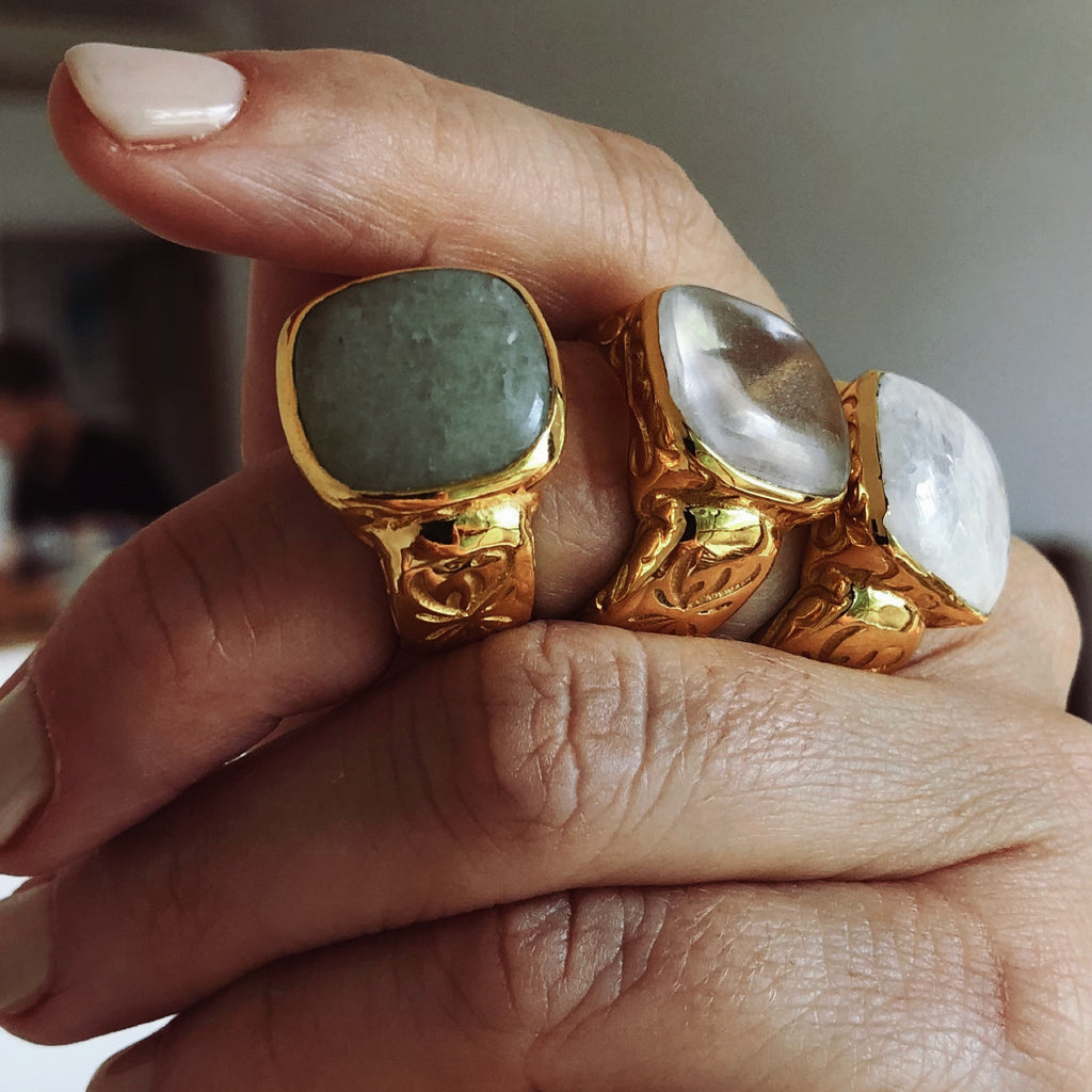 Daintree Ring. Quartz Crystal. Gold