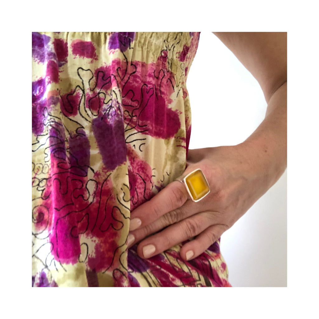 Atlantic Ring. Yellow Onyx. Silver