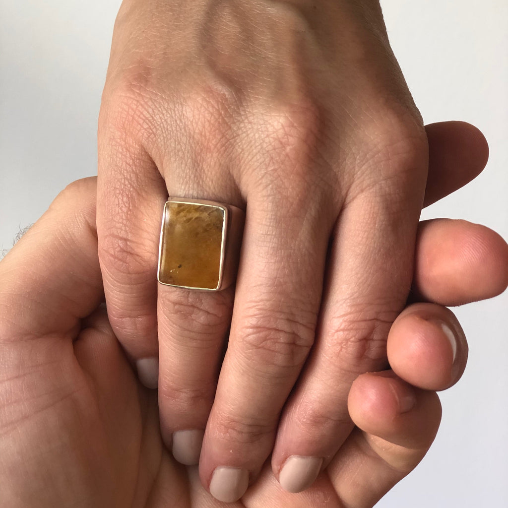 Arctic Ring. Orange Aventurine. Silver
