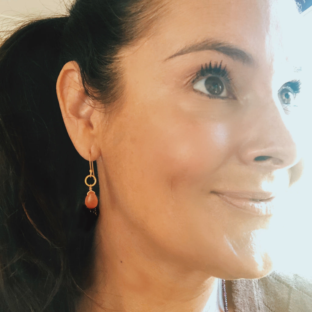 Ningaloo Earrings. Carnelian. Gold Vermeil