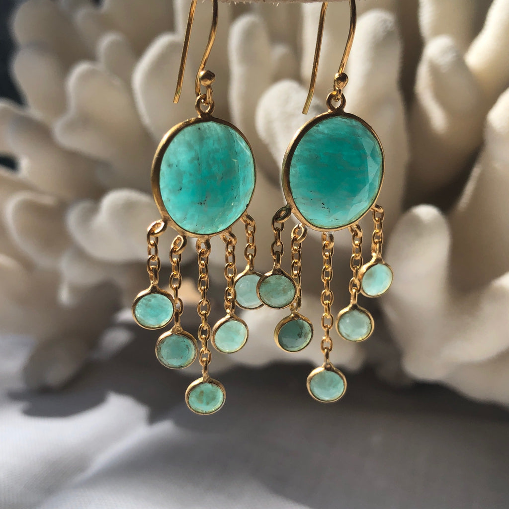 Jellyfish Baby Earrings. Amazonite. Gold Vermeil