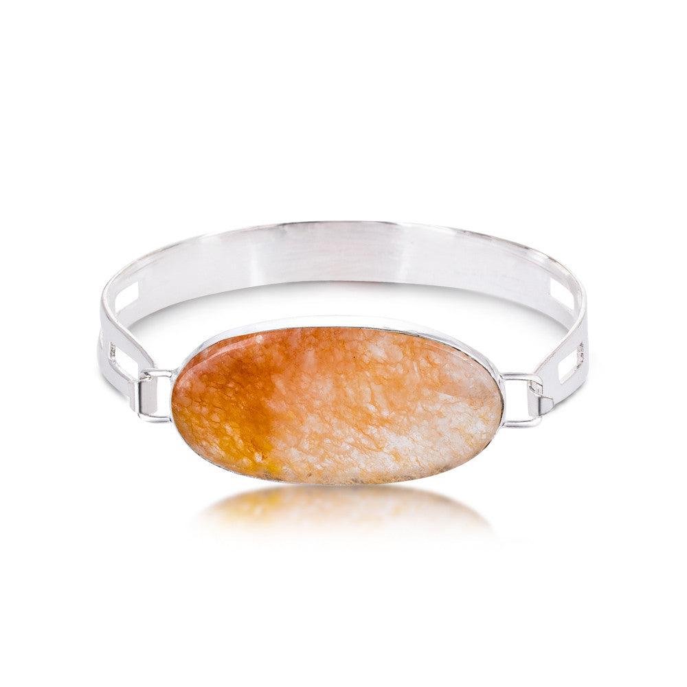 Apo Bangle. Orange Aventurine. Silver