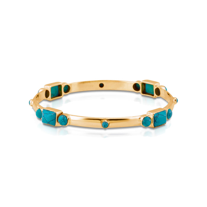 Pamukkale Bangle. Turquoise. Gold