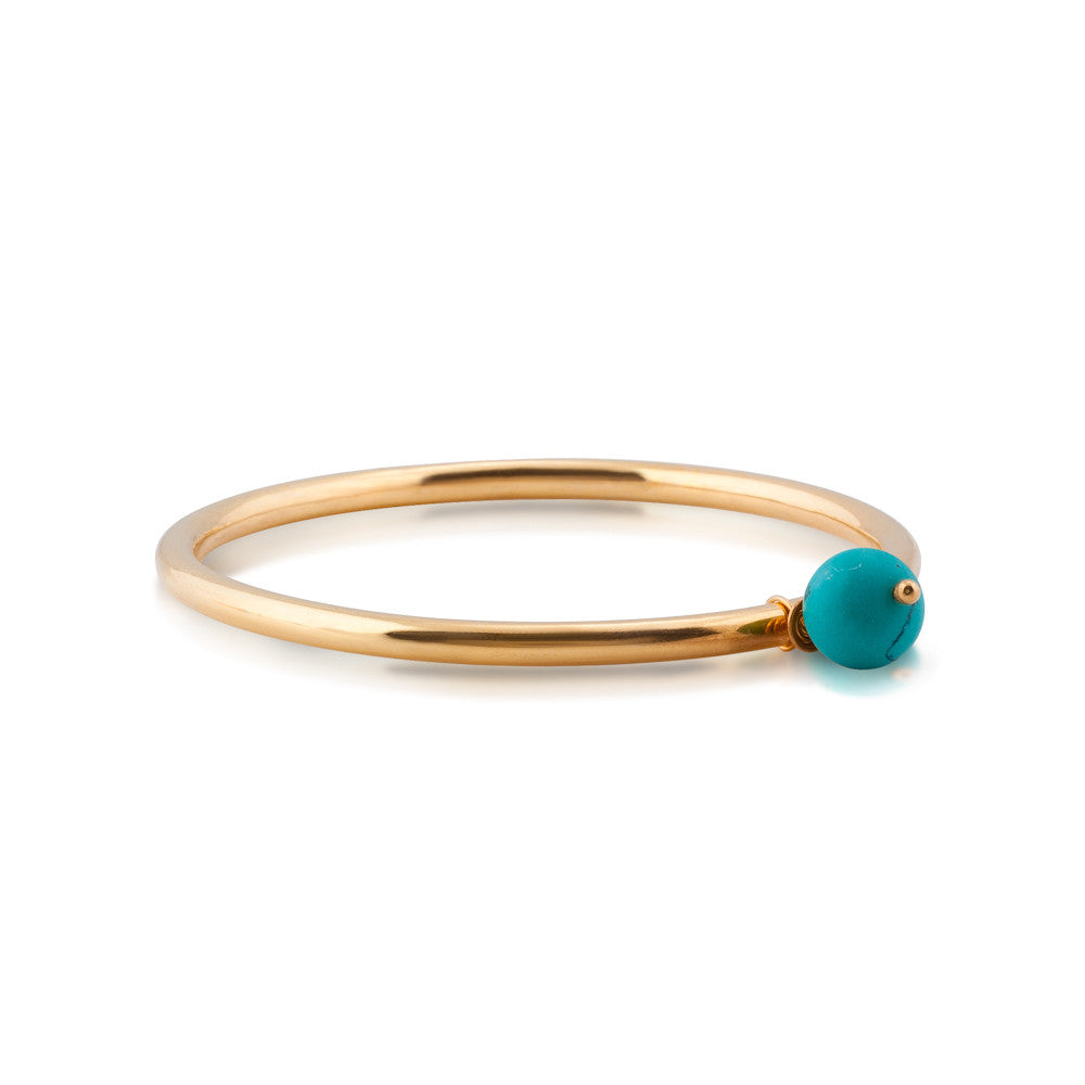 Gem Orb Gold Bangle. Turquoise