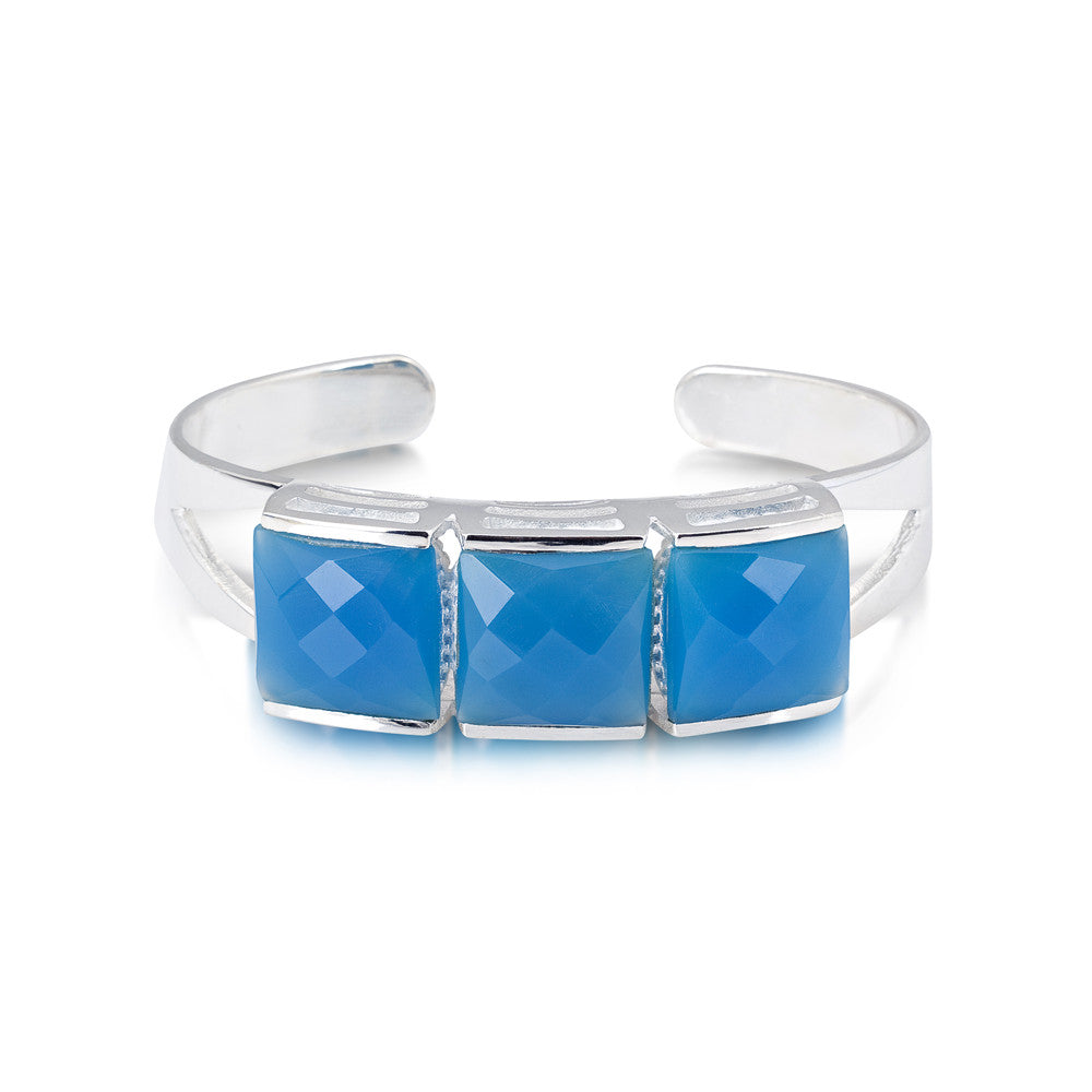Caribbean Cuff. Blue Chalcedony. Silver
