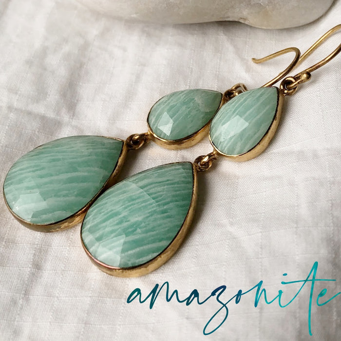 Butterfly Valley Earrings Limited Edition. Amazonite. Gold Vermeil