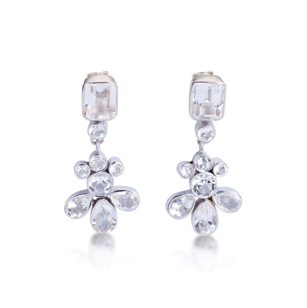 Lucinda Earrings. Quartz Crystal. 925 Silver