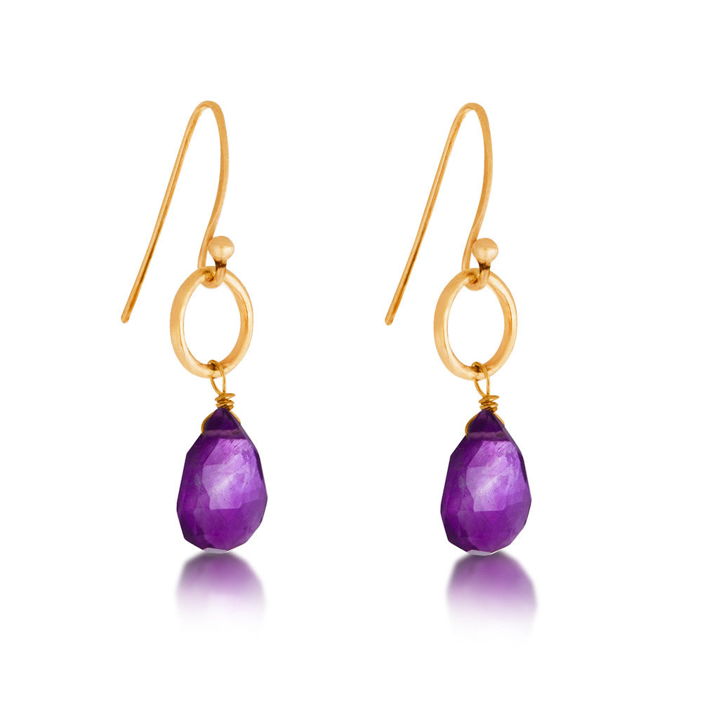 Ningaloo Earrings. Amethyst. Gold Vermeil