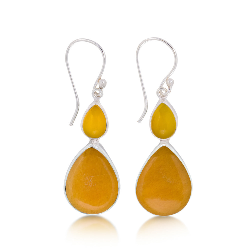 Butterfly Valley Earrings. Orange Aventurine. Silver