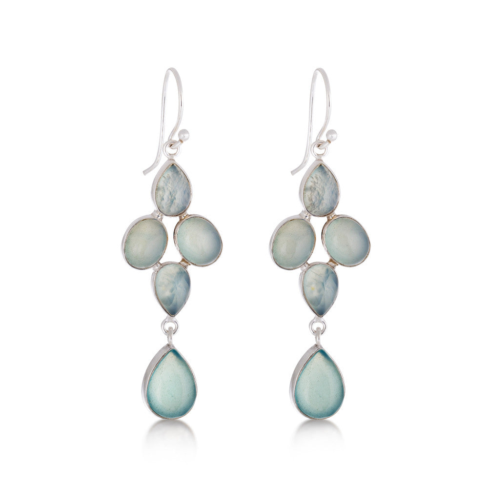 Siren Song Earrings. Aqua Chalcedony. Silver