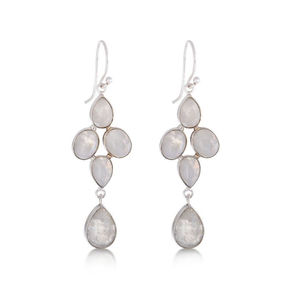 Siren Song Earrings. Moonstone. Silver