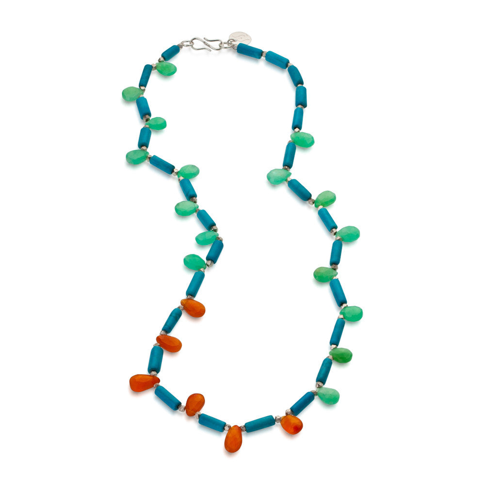 Tubbataha Necklace. Turquoise, Carnelian, Chrysoprase. 925 Silver