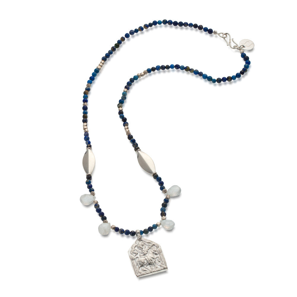 Kalki "The Mighty Warrior". Lapis Lazuli & Moonstone. 925 Silver