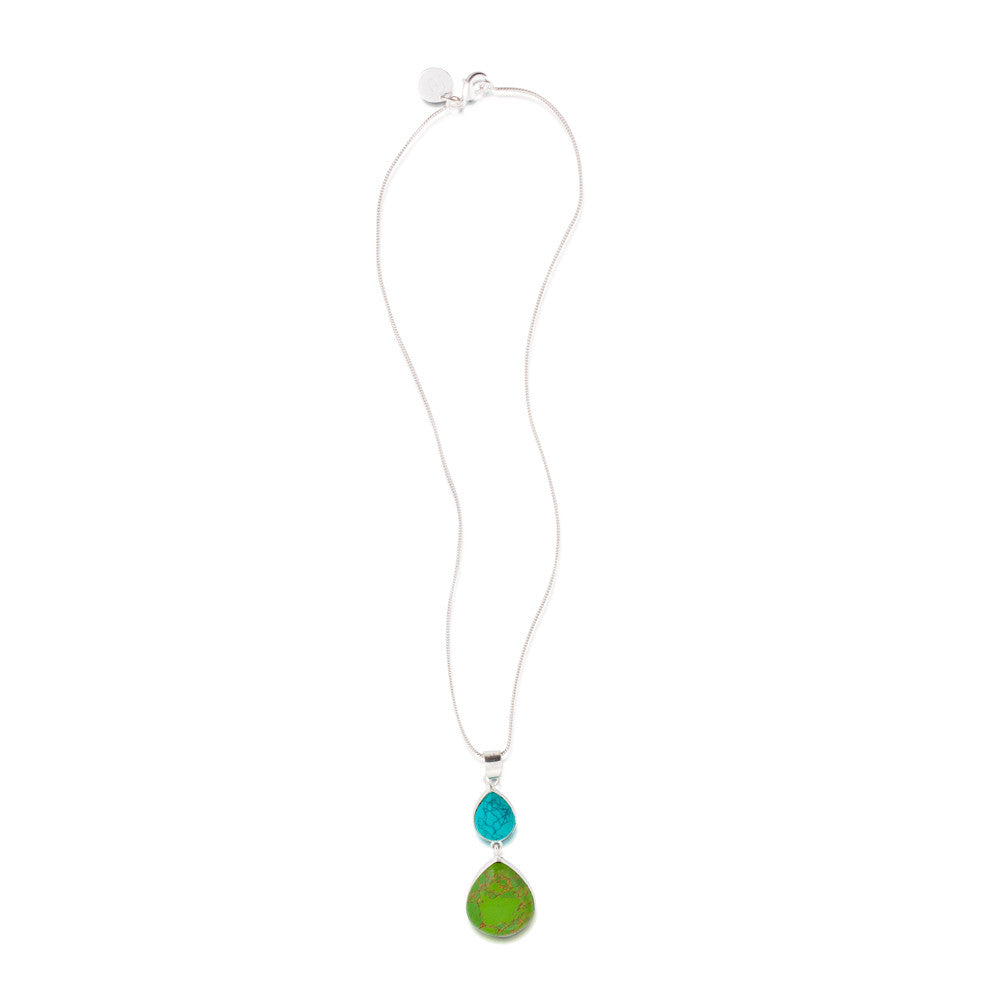 Butterfly Valley Necklace. Blue & Green Turquoise. Silver