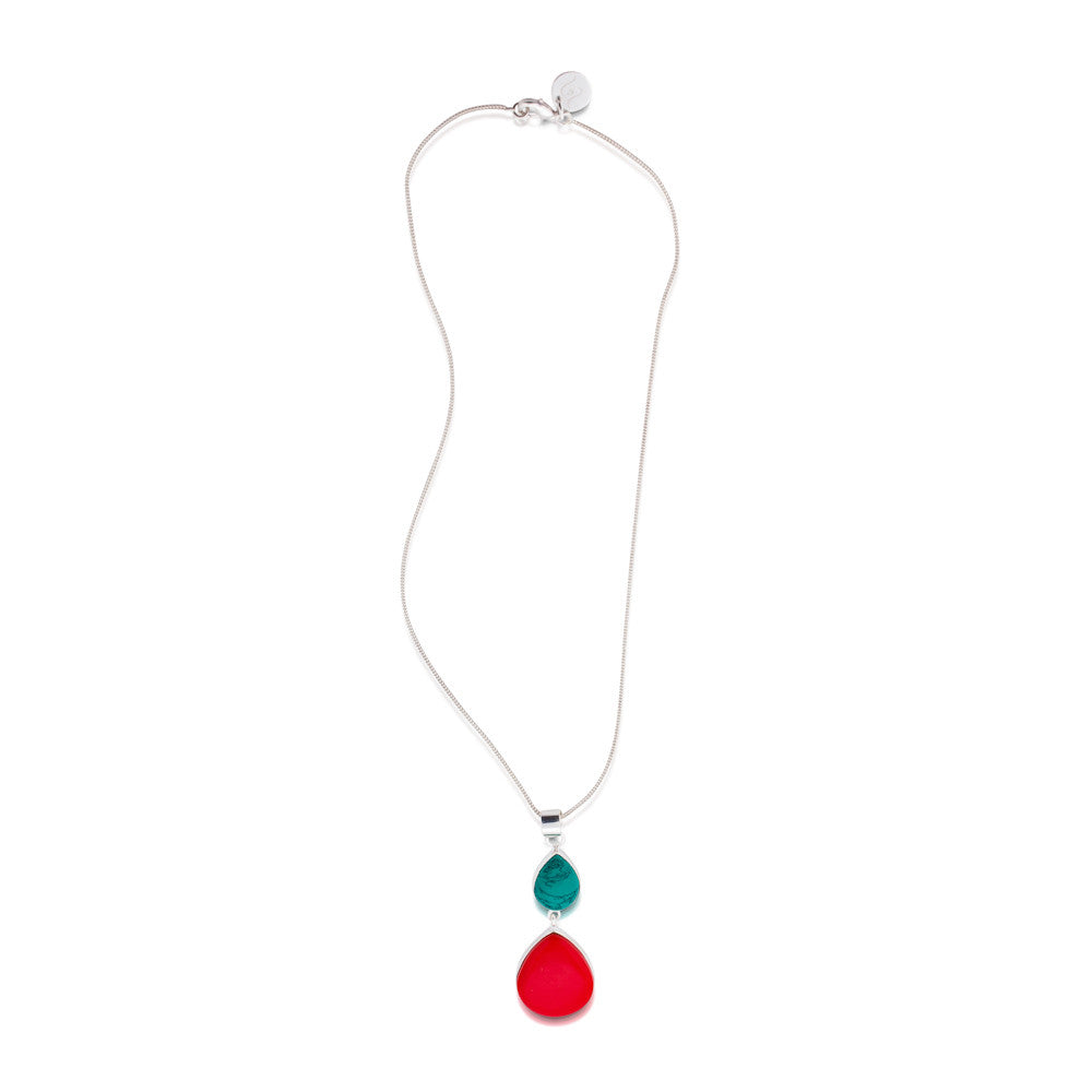 Butterfly Valley Necklace. Turquoise & Coral. Silver