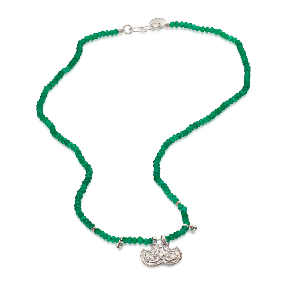 Peacock Necklace. Green Onyx. 925 Silver