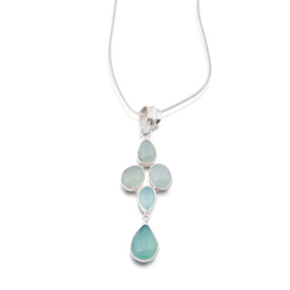 Siren Song Necklace. Aqua Chalcedony. Silver