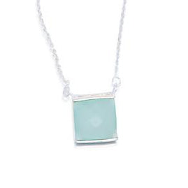 Caribbean Necklace. Aqua Chalcedony. Silver