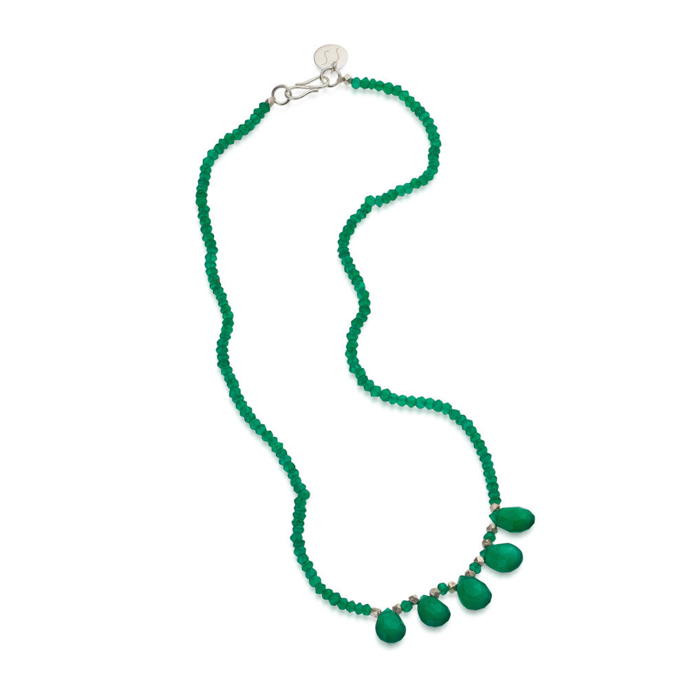 Lyra Necklace. Green Onyx. 925 Silver