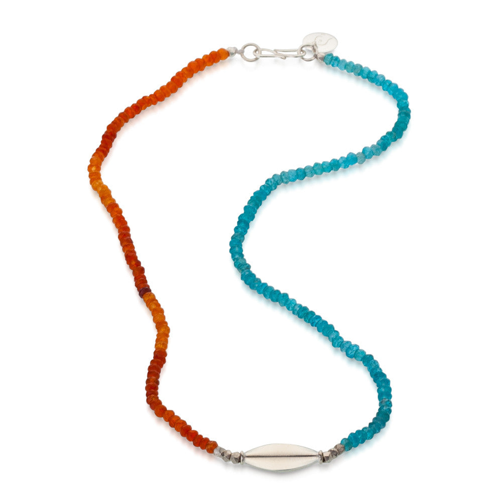 Wakatobi Necklace. Apatite & Carnelian. 925 Silver