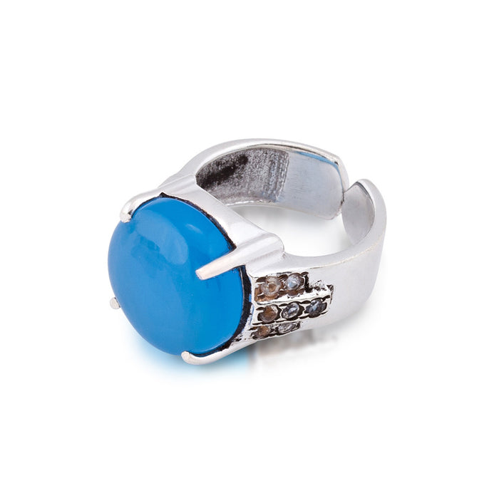 Lecce Ring. Blue Chalcedony. Silver