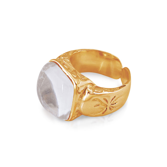 Daintree Ring. Quartz Crystal. Gold