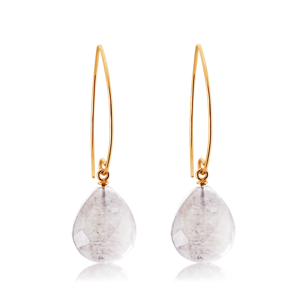 Giola Earrings. Quartz Crystal. Gold Vermeil