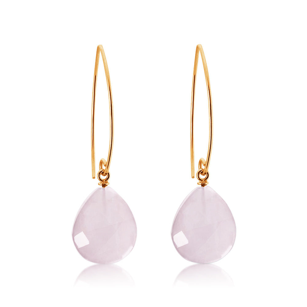 Giola Earrings. Rose Quartz. Gold Vermeil