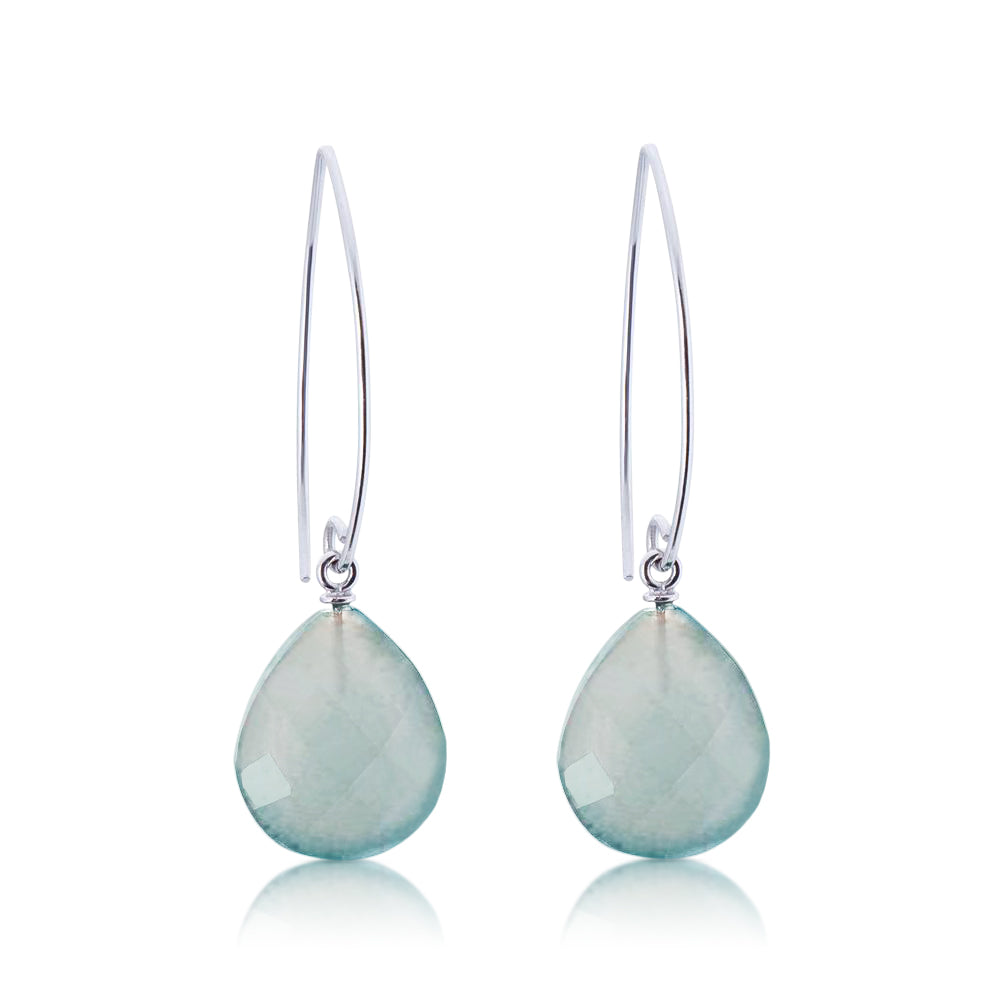 Giola Earrings. Aqua Chalcedony. 925 Silver