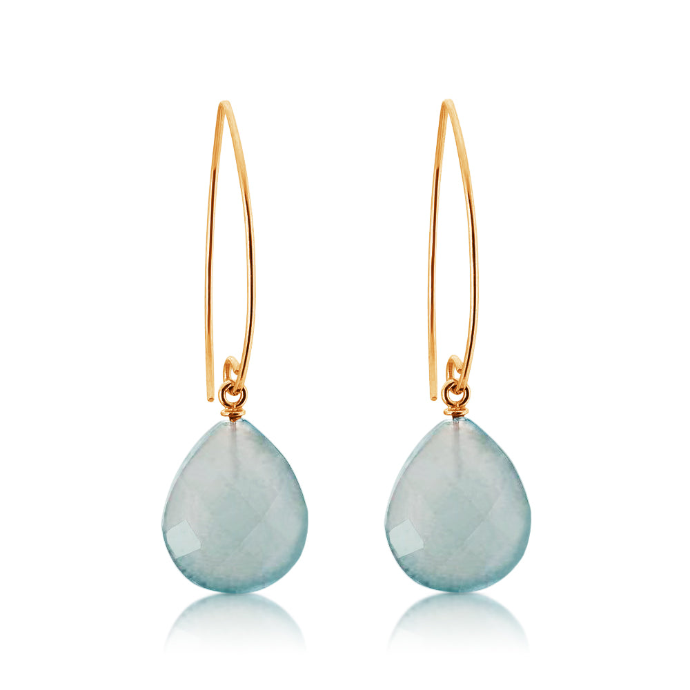 Giola Earrings. Aqua Chalcedony. Gold Vermeil