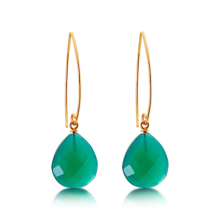 Giola Earrings. Green Onyx. Gold Vermeil